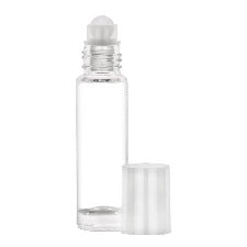 10ml Clear Glass Rollerball Bottle with White Cap